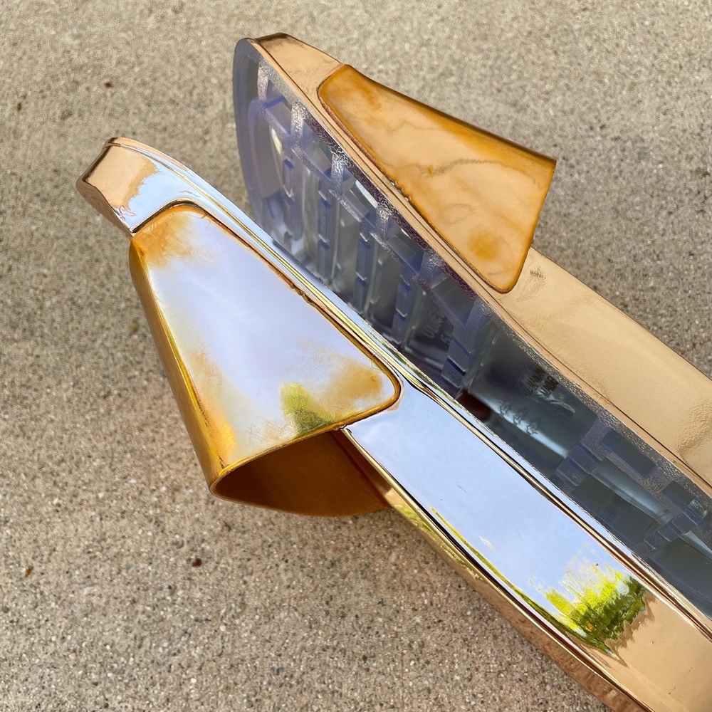 🎉2X HP🎉 Rose Gold Metallic Slides Sandals - Picture 3 of 9